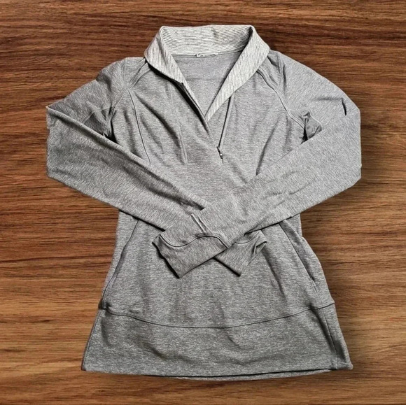 Lululemon Think Fast Pullover/Shirt -‎ Womens - Size 4 - Gray - Picture 4 of 8